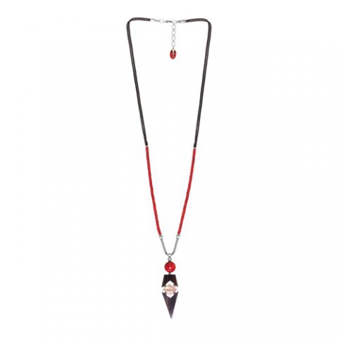 Колье из тигрового дерева, коралла и черного перламутра AMAZONE 15--26563