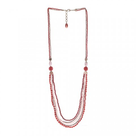 Колье из рога, родонита, розового дерева и кожи змеи GRANADA 15--26582