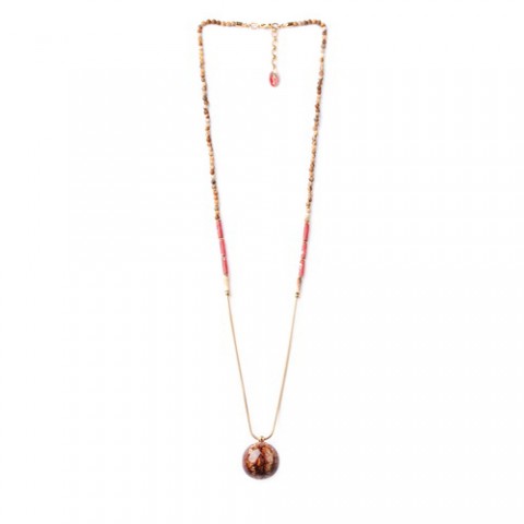 Колье из яшмы и плода Махогани CAPPUCINO 15--27408