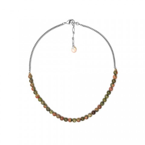 Колье из унакита, перламутра и розовой ракушки NATURALISTE 15--40975