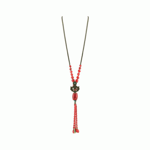 Колье из коралла и тибетской бирюзы LHASSA long necklace w/tassel 