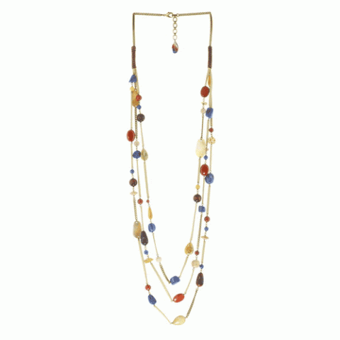 Колье из янтаря, коралла, яшмы, ляписа, нефрита и содалита INDY 15--22431