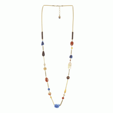 Колье из янтаря, коралла, яшмы, ляписа, нефрита и содалита INDY 15--22433