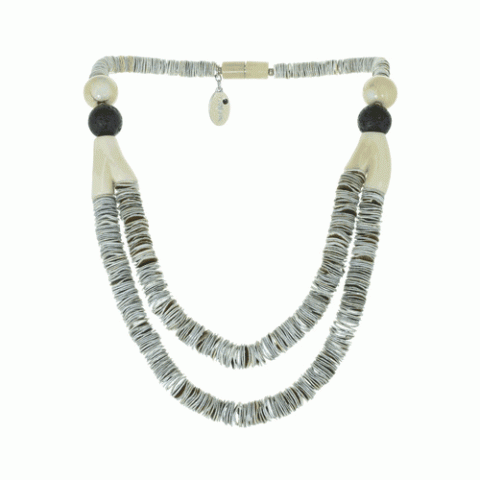 Колье из коралла, вулканического камня и морской раковины KAKUJI 15--22452