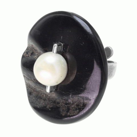 Кольцо из рога и речного жемчуга PERLE D'AUROCHS 19--21637