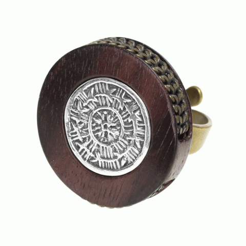 Кольцо из тигрового дерева, горного хрусталя и кожи MACASSAR 19--21786