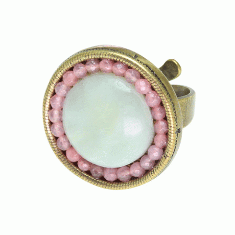 Кольцо из гематита, нефрита и розового кварца KAJIURA 19--21992