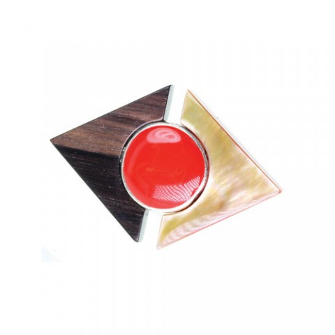 Кольцо из тигрового дерева, коралла и черного перламутра AMAZONE 19--22271