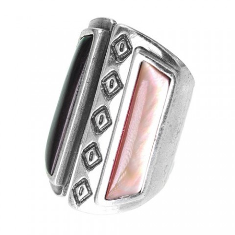 Кольцо из тигрового дерева, коралла и черного перламутра AMAZONE 19--22276