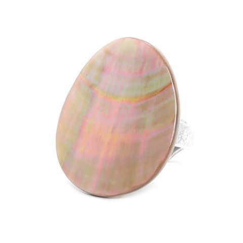 Кольцо из унакита, перламутра и розовой ракушки NATURALISTE 19--23642