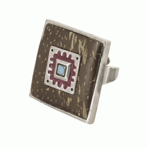 Кольцо из родонита, халцедона и аквамарина SUMATRA 19--1301M