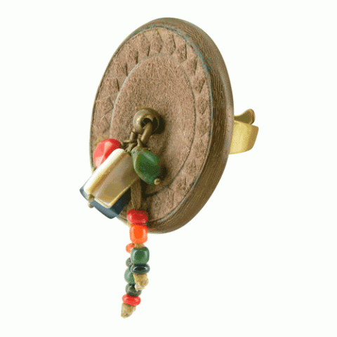 Кольцо из нефрита, тибетской бирюзы, агата и яшмы ETHNIKA 19--19272