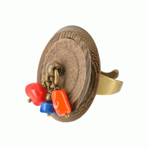 Кольцо из нефрита, тибетской бирюзы, агата и яшмы ETHNIKA 19--19273