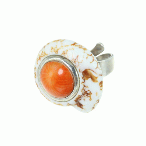 Кольцо из коралла, ляписа лазури и говлита TAWARA 19--21394